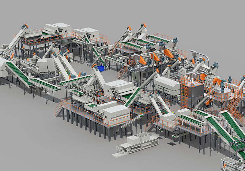 貝爾機械PET清洗線三維渲染圖制作