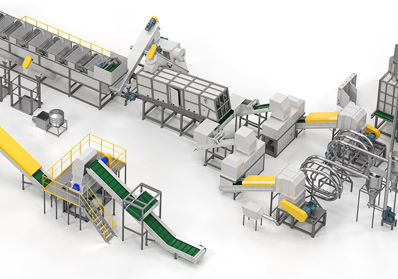 貝爾機械PE薄膜清洗線三維圖制作